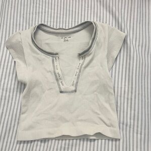 Out From Under White Short Sleeve Cropped Top